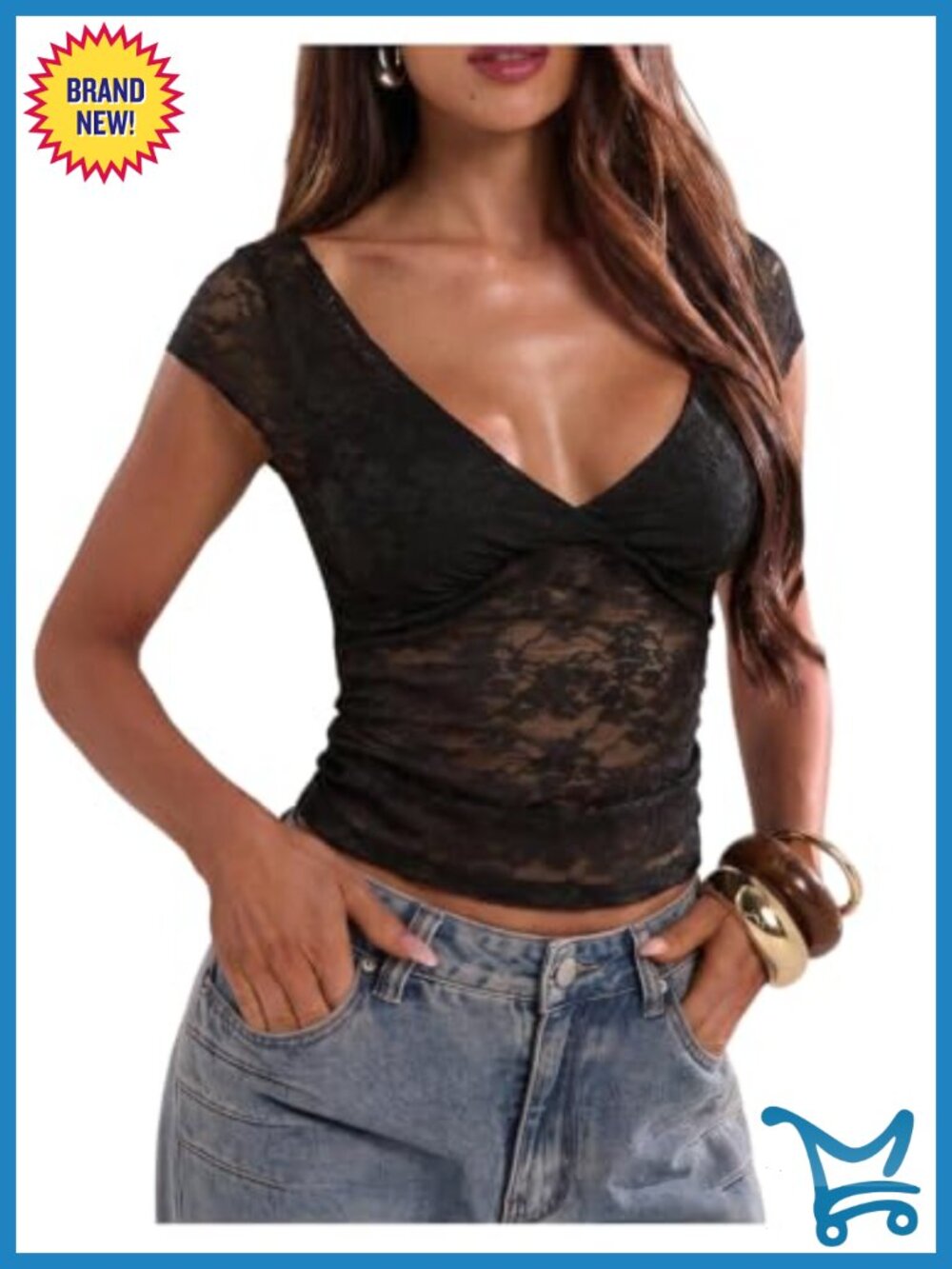 Floral Lace Mesh Sheer Y2k Crop Top Slim Fit Going Out Women's